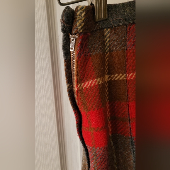 Vtg 60s Pleated Wool Skirt Academia Plaid School Girl Punk Women Juniors Small - Picture 7 of 8